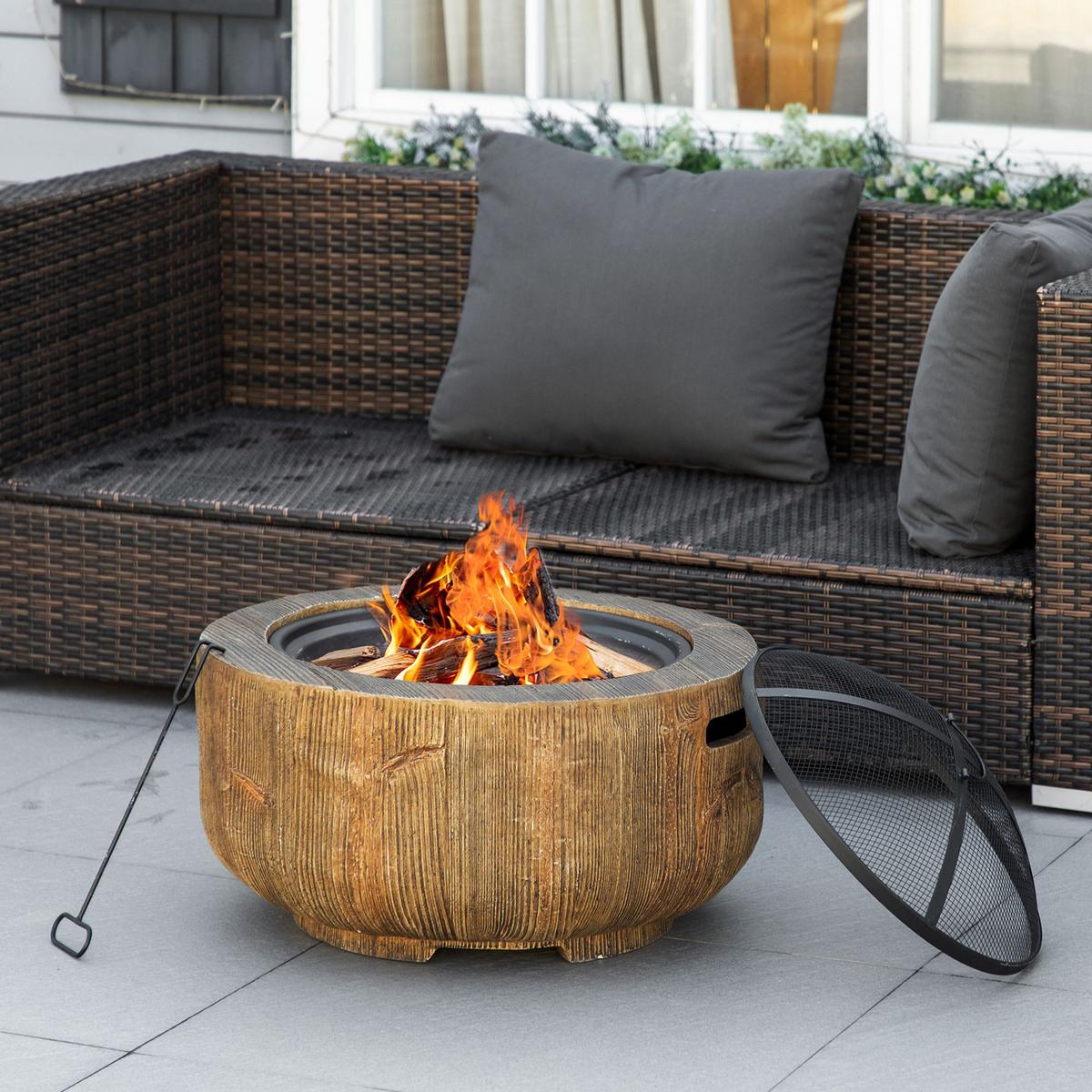 FEUERSCHALE, Metall, Magnesium, Braun - Braun, Metall (61.5/39/61.5cm) - Outsunny