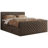 BOXSPRINGBETT PARIS KING DUO - 140/200 - Braun Velvet - H3 - Braun, Holz/Textil (140/200cm) - MKS