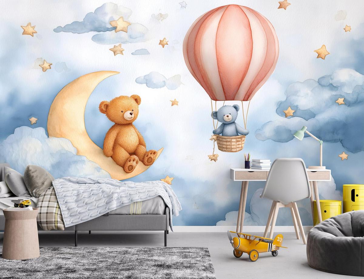 FOTOTAPETE Wolken Ballons Blau 200x140 cm - Multicolor, Papier (200/140cm) - Wallarena