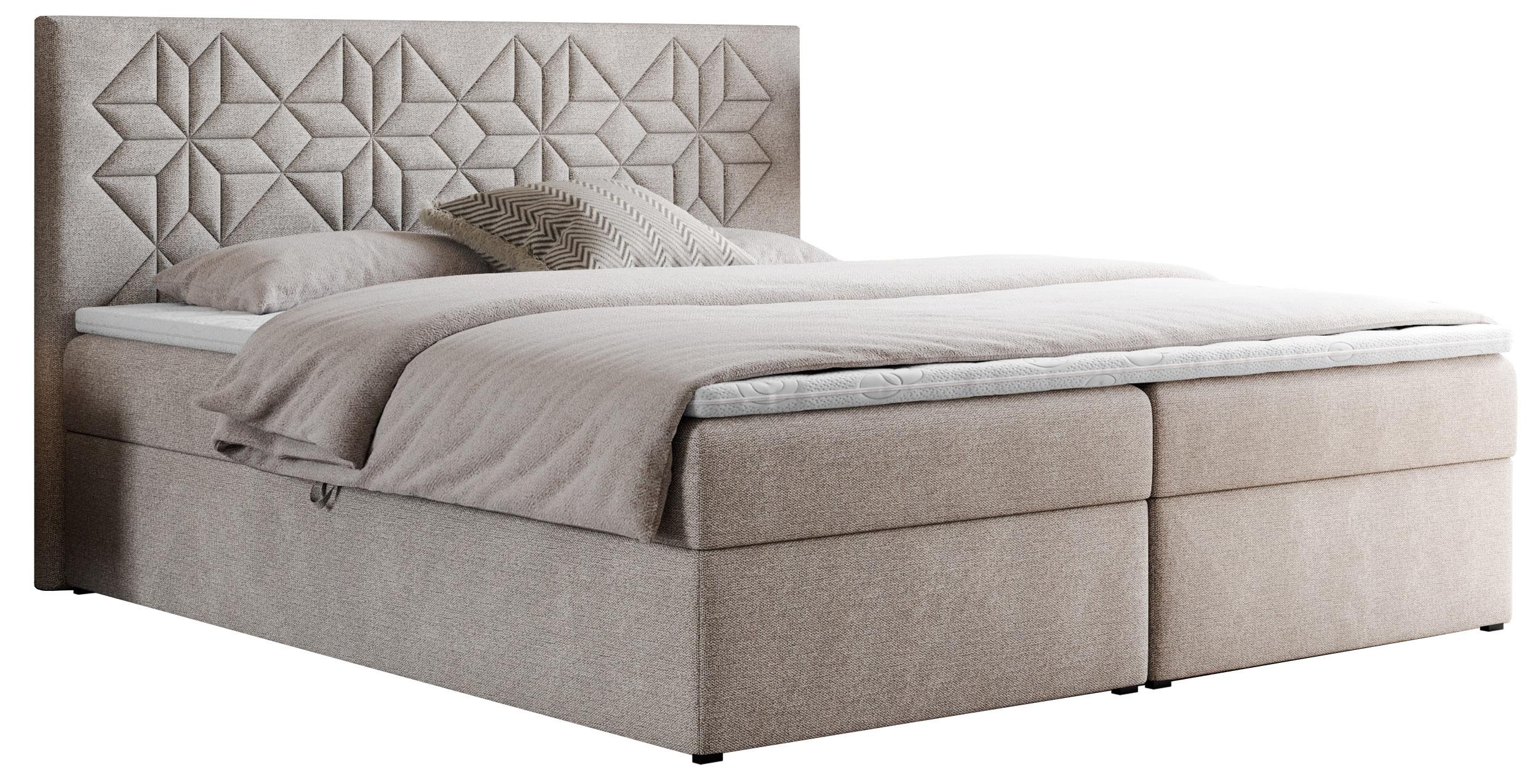 BOXBETT LEILA 120/200 Beige Struktur - H4 - Beige, Holz/Textil (120/200cm) - MKS