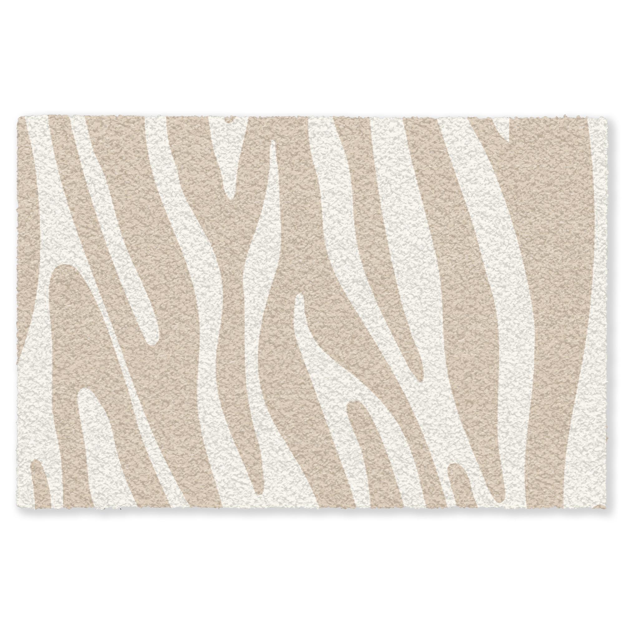 FUSSMATTE Zebramuster - Beige - Weiß - Tiermuster Schmutzfänger 60x40 cm - Beige, Kunststoff (60/0.4cm) - MuchoWow