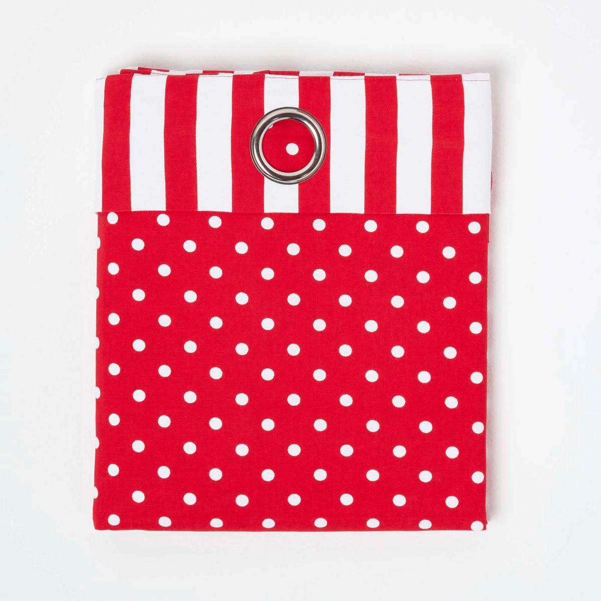 ÖSENVORHANG Polka Dots blickdicht 2er-Set, 137/182 cm - Rot, Textil (137/182cm) - Homescapes