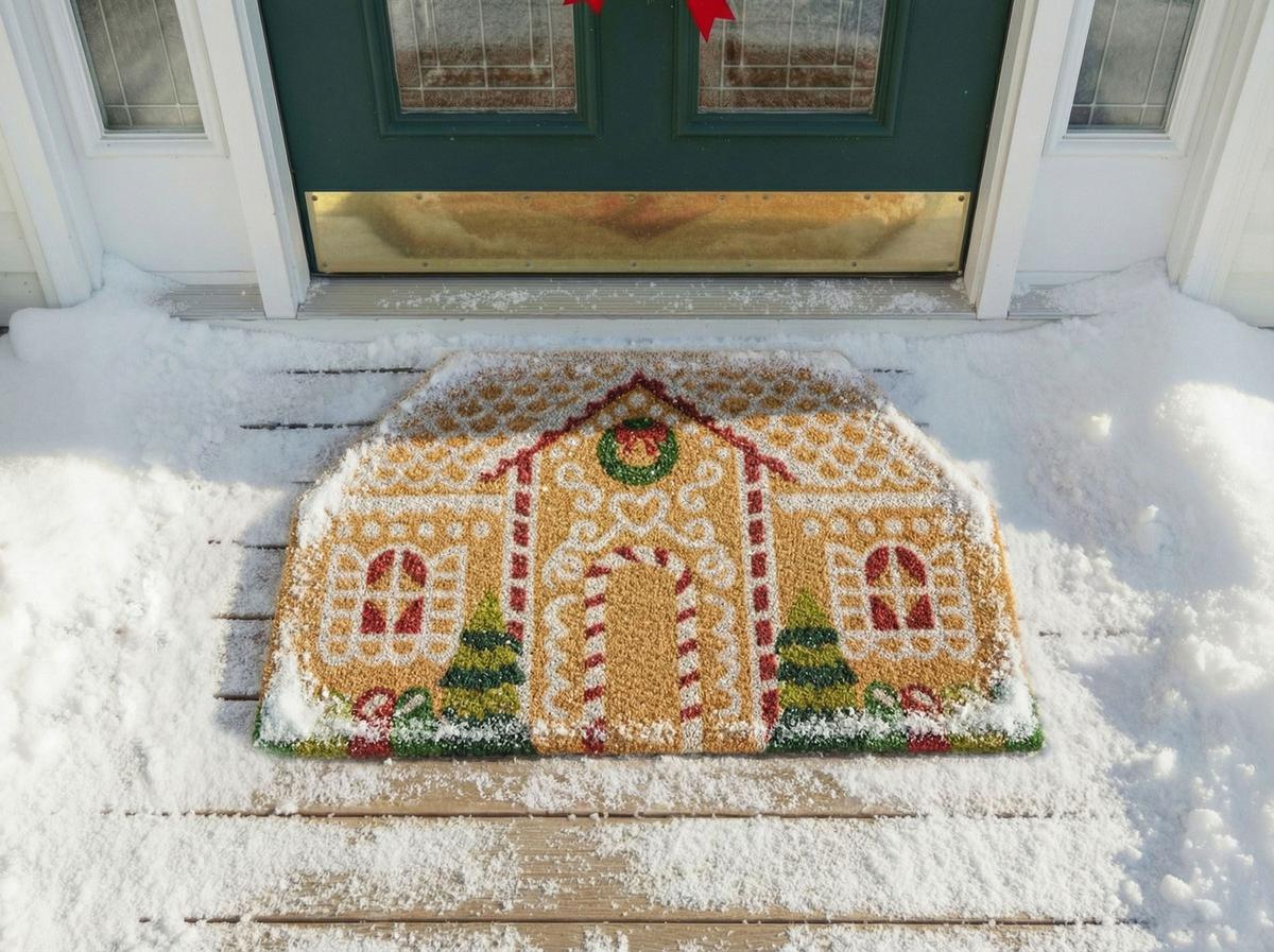 FUSSMATTE Naturfarben 50/80 cm Weihnachtsmotiv Kokosfasern Selatna - Naturfarben, Textil (50/80cm) - Beliani