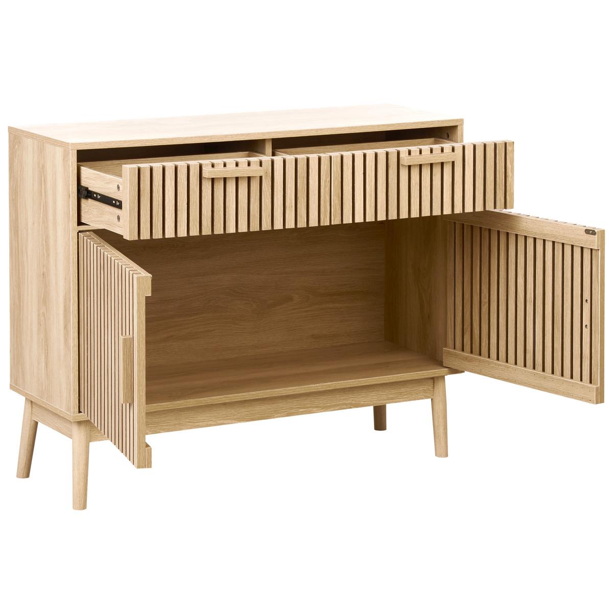 SIDEBOARD mit 2 Türen Hellbraun Lynwood - Braun, Holzwerkstoff (100/80/35cm) - Beliani