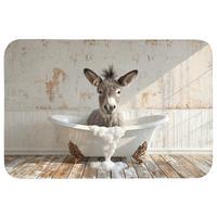 BADEMATTE Esel - Tiere - Badewanne - Schaumstoff 90x60 cm - Creme, Textil (90/60cm) - OnlyWow