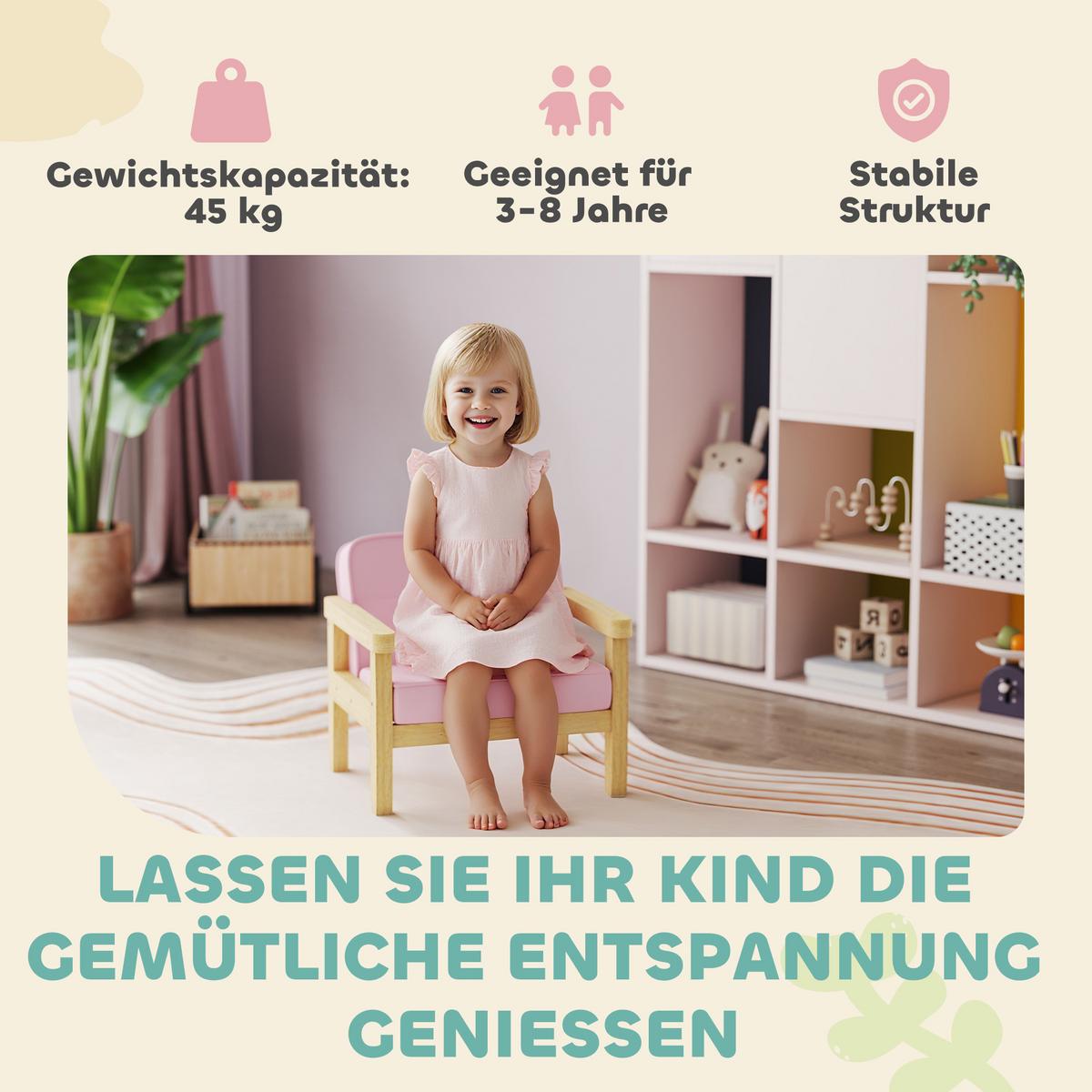 KINDERSESSEL Holzwerkstoff Cord Rosa - Rosa/Naturfarben, Holz/Holzwerkstoff (44/45/46.5cm) - AIYAPLAY