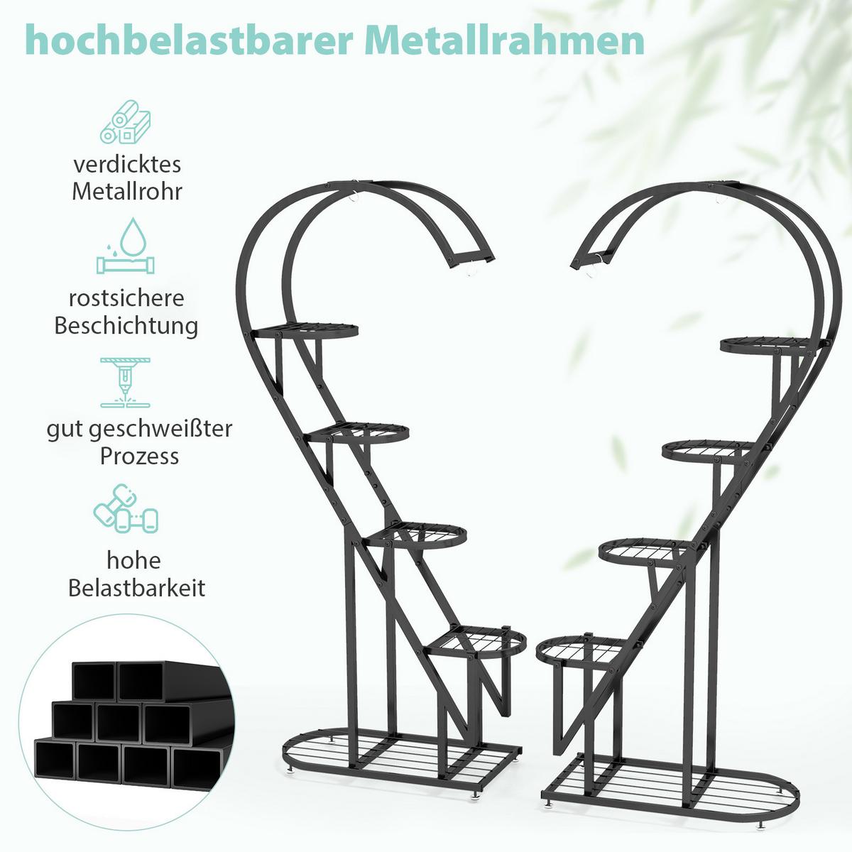 PFLANZENSTÄNDER Schwarz - Schwarz, Metall (71/148/30.5cm) - COSTWAY