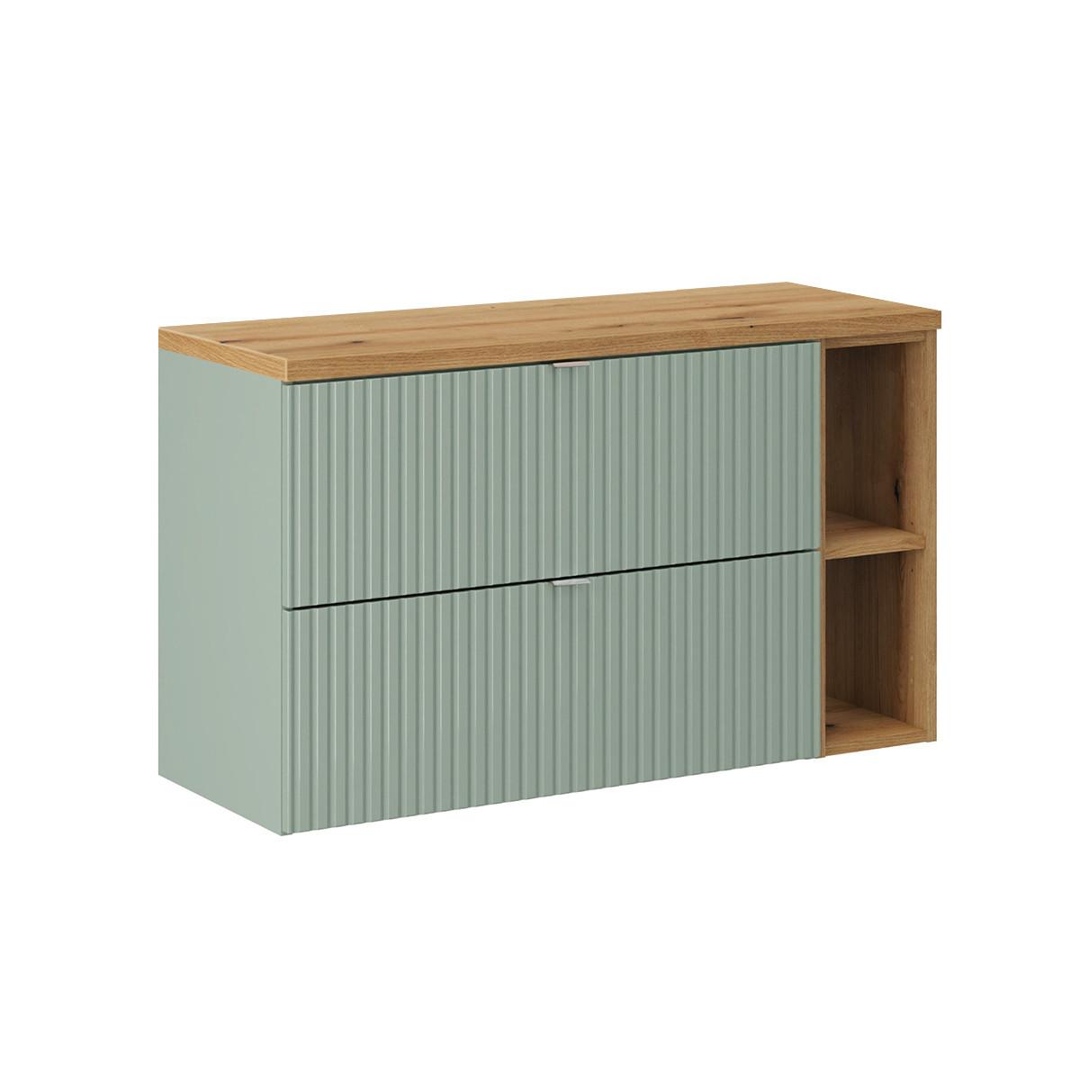 WASCHTISCHUNTERSCHRANK 100.4cm Jade Grün und Holz - Grün, Holzwerkstoff (100.4/59/40cm) - Petits-meubles