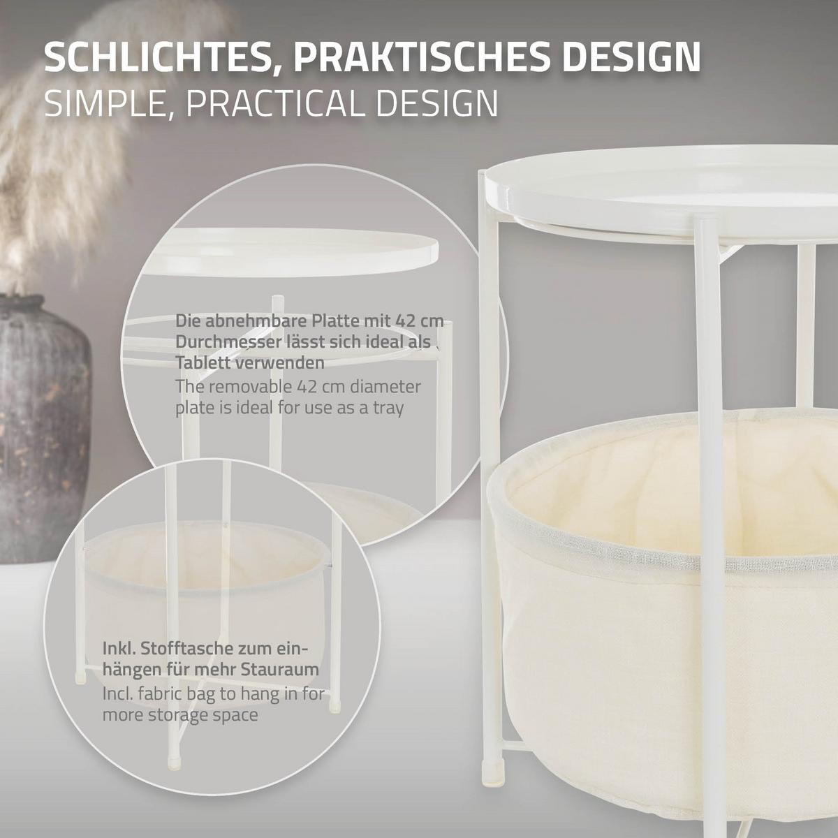BEISTELLTISCH rund Ø45,5 x 52,5 cm Weiß aus Metall - Weiß, Metall (52.5/45.5/52.5cm) - ML-DESIGN