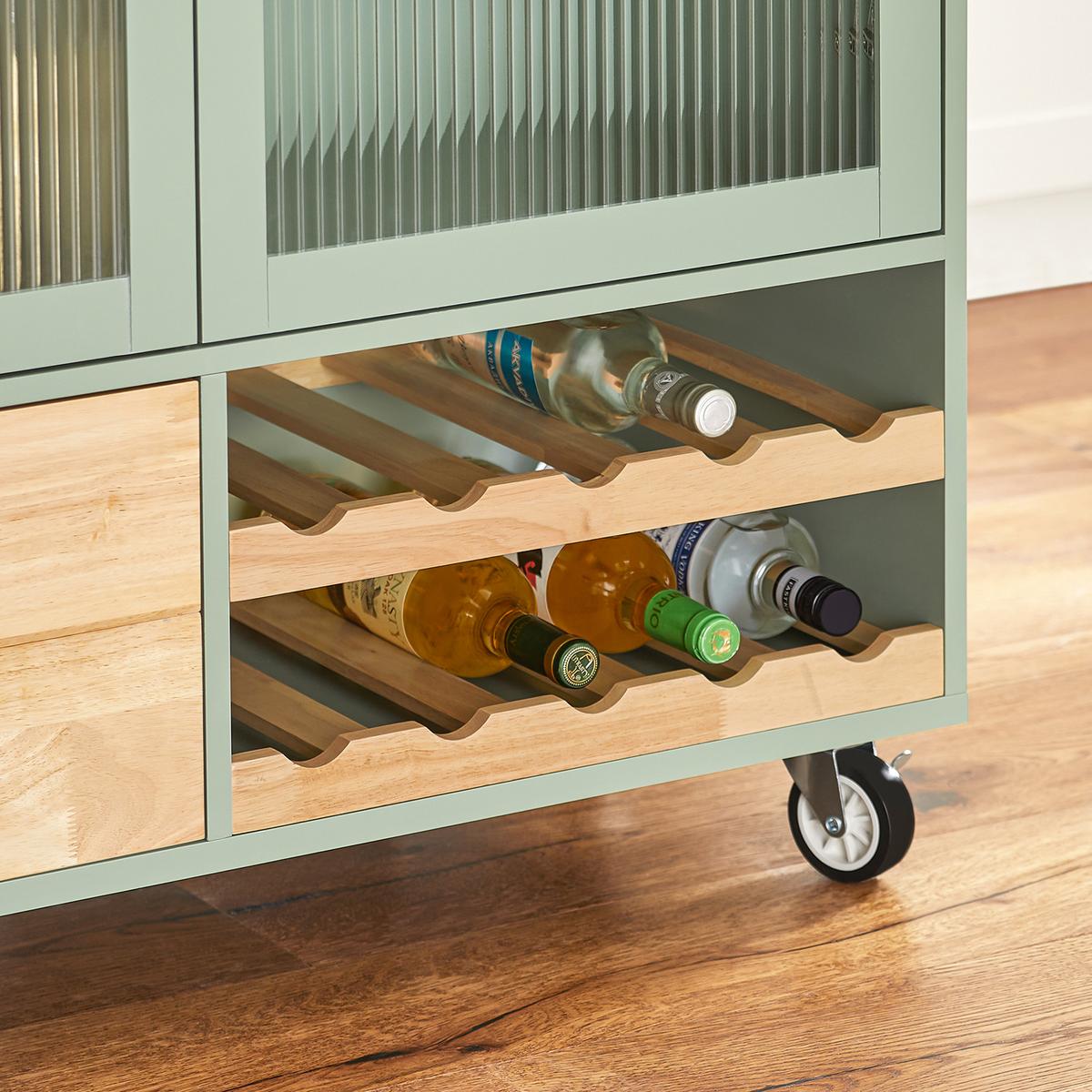 KÜCHENINSEL rollbar Grün - Grün, Naturmaterialien/Holz (109/92/40cm) - SoBuy