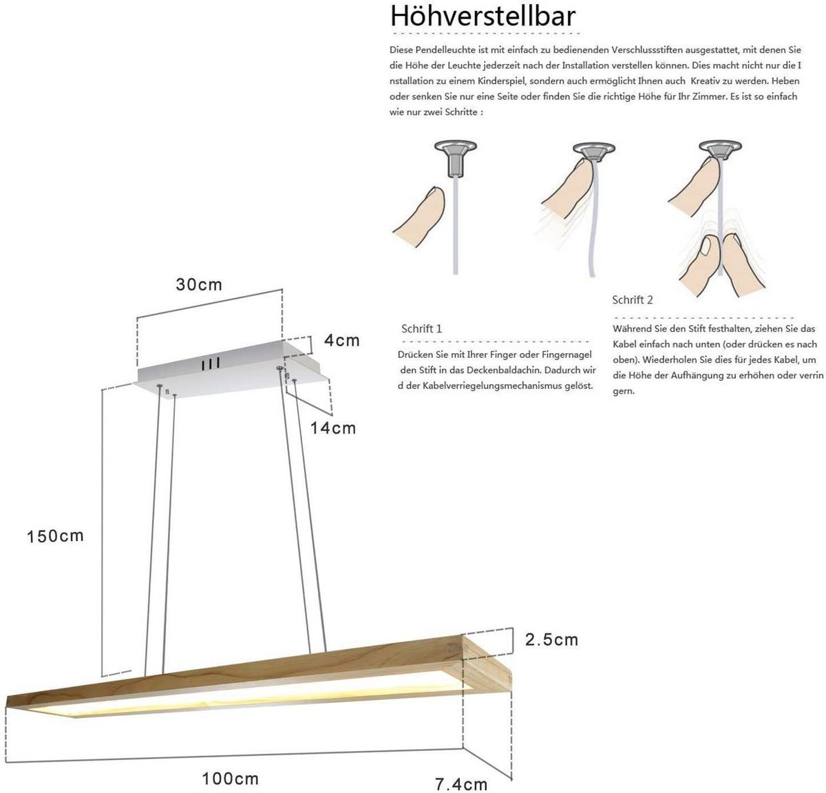 LED PENDELLEUCHTE Zenobia 100/3/17 cm - Braun, Holz (100/3/17cm) - Nettlife