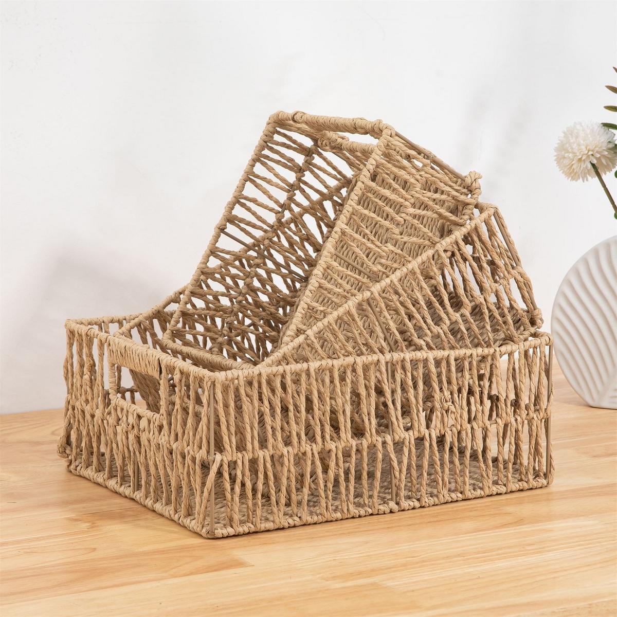 AUFBEWAHRUNGSKÖRBE ENIN 3er Set natur - Naturfarben, Holz (34/13/28cm) - IDIMEX