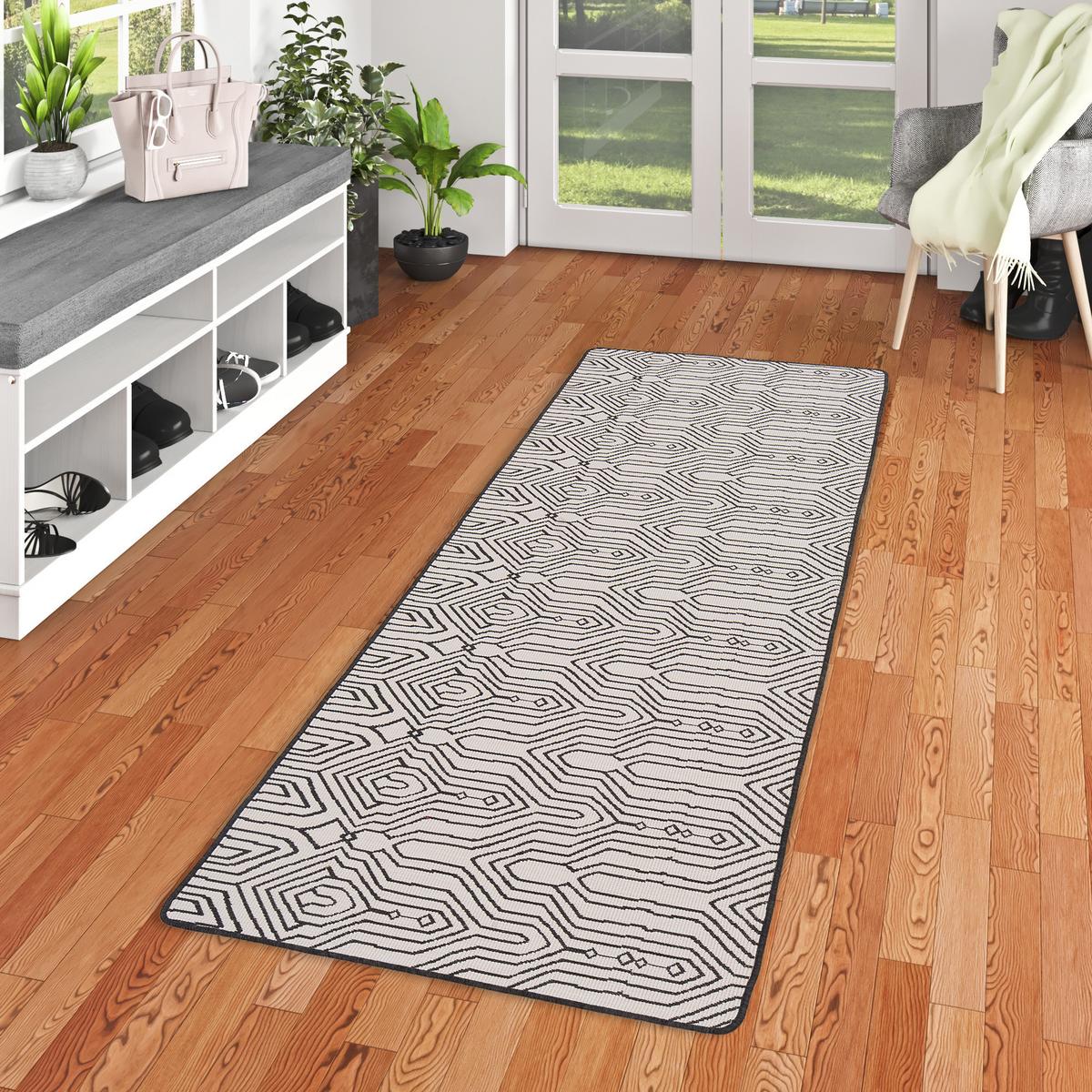 IN- UND OUTDOOR TEPPICH LÄUFER BEIDSEITIG NEWPORT - Schwarz, Textil (100/100cm) - Snapstyle
