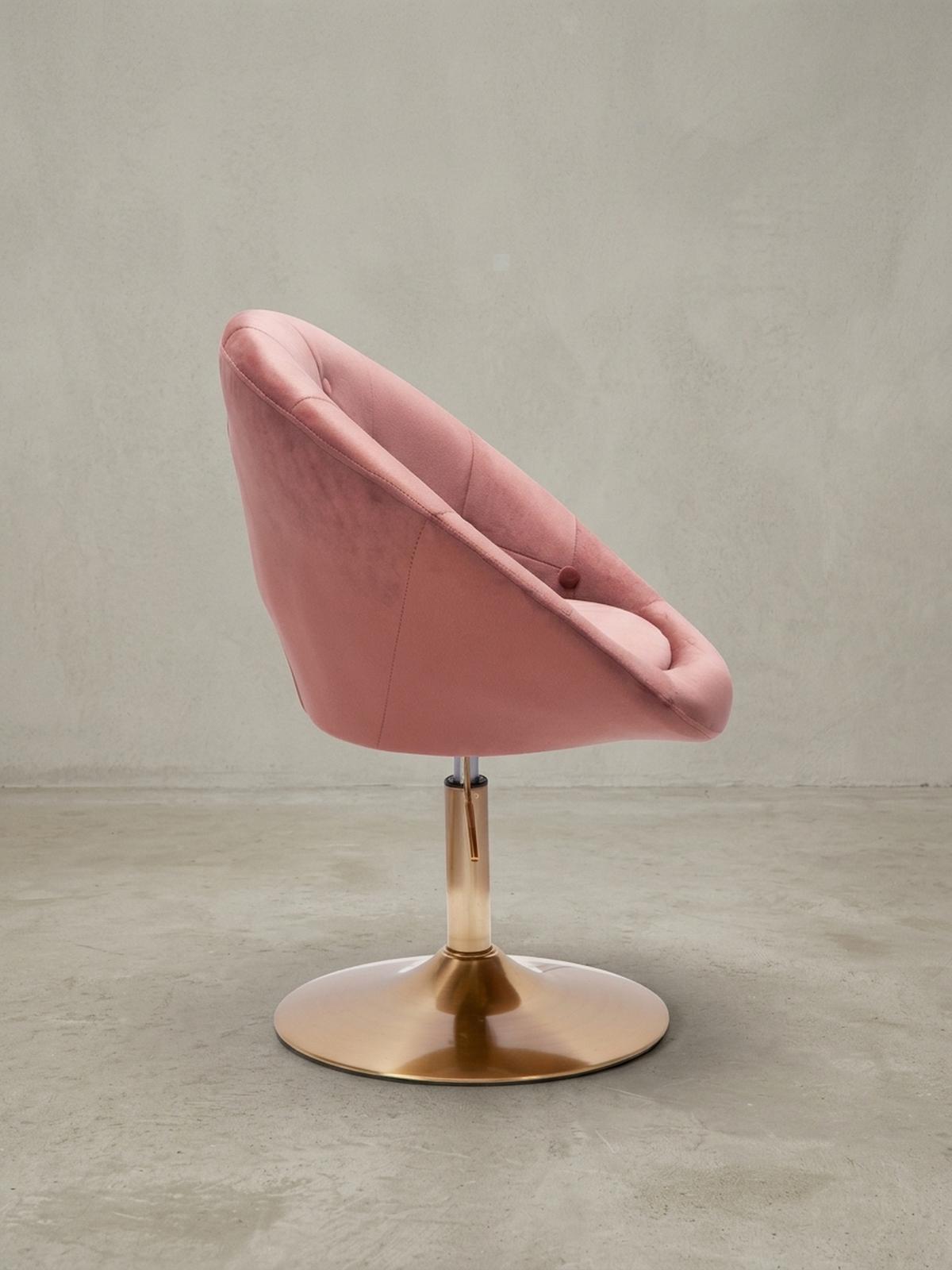 LOUNGESESSEL Chesterfield-Stil mit Samtbezug und 360° Drehfunktion, Rosa 67x62x100 cm - Pink/Goldfarben, Textil/Metall (67/100/62cm) - KADIMA DESIGN