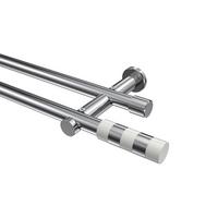 GARDINENSTANGE Platon Mavell 180 cm, 2-läufig (ohne Ringe), 20 mm Ø Chrom - Chromfarben/Weiß, Metall (180cm) - INTERDECO