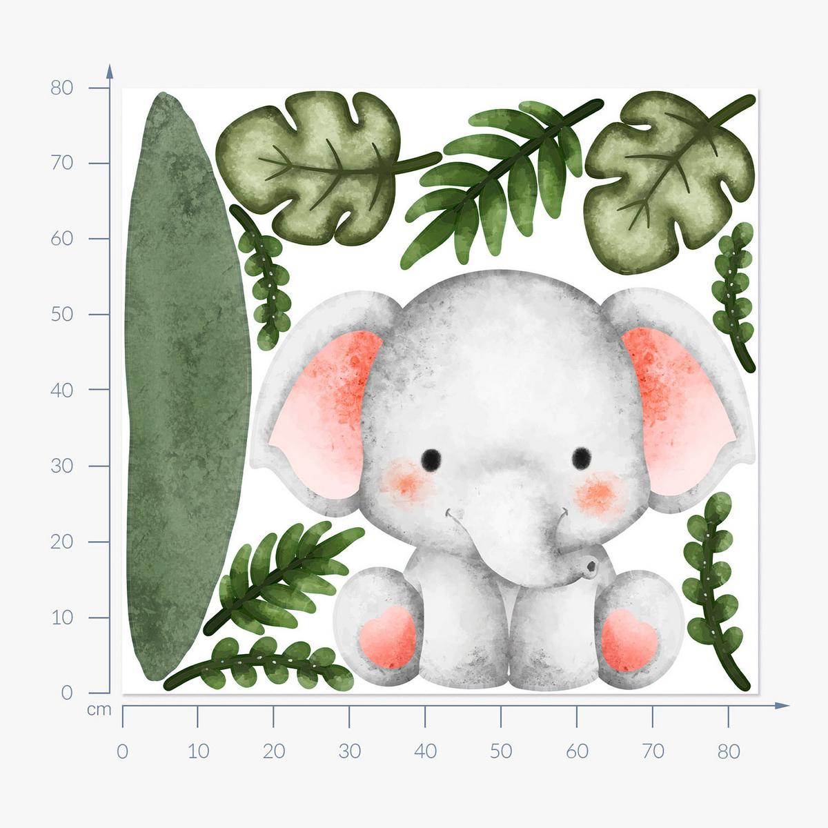 WANDAUFKLEBER 80x84cm - Ein bezaubernder Elefant - Multicolor, Kunststoff (80/84/0.1cm) - Wallfluent