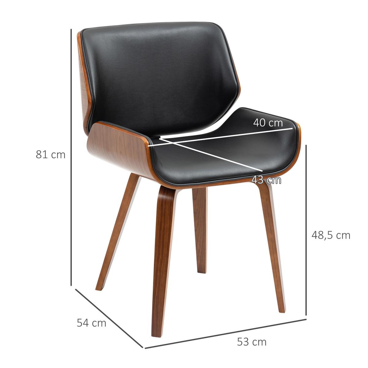 ESSSTÜHLE 2er Set Kunstleder Holz Schwarz - Schwarz, Holz (53/81/54cm) - HOMCOM