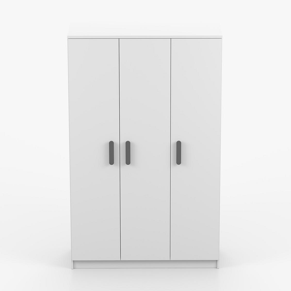 KLEIDERSCHRANK Jonas I 2D 19, 120/192/50, 3-türig, weiß - Weiß/Grau, Holzwerkstoff (120/194/50cm) - imoebel24