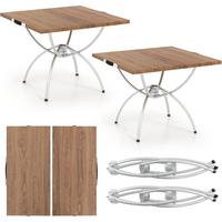 CAMPINGTISCH Natur(2er-Set) - Naturfarben, Metall - COSTWAY