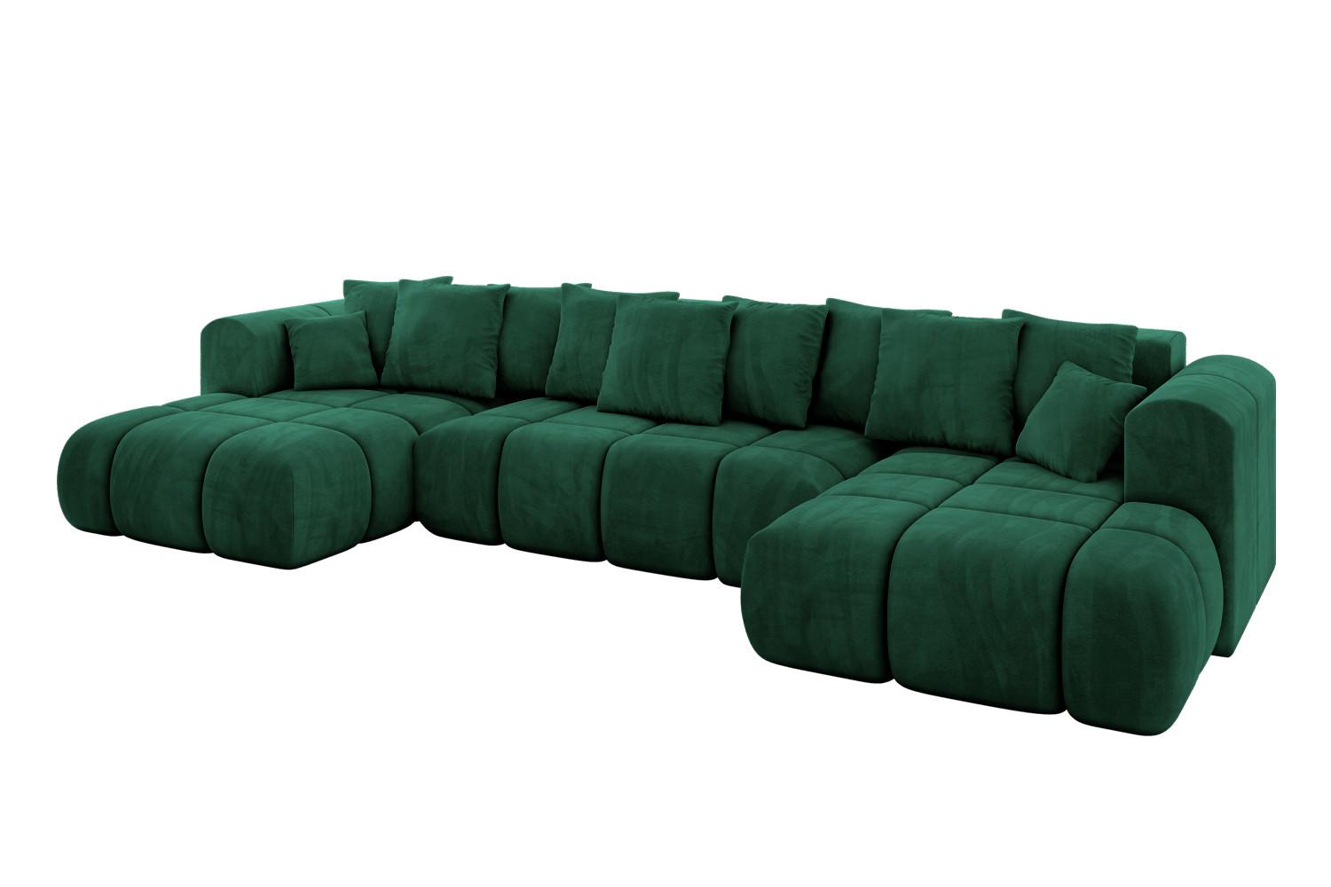 WOHNLANDSCHAFT CLOUD-U-v1 405x185x90 Dunkelgrün Velours - Dunkelgrün, Holzwerkstoff/Kunststoff (405/90/185cm) - ALTDECOR