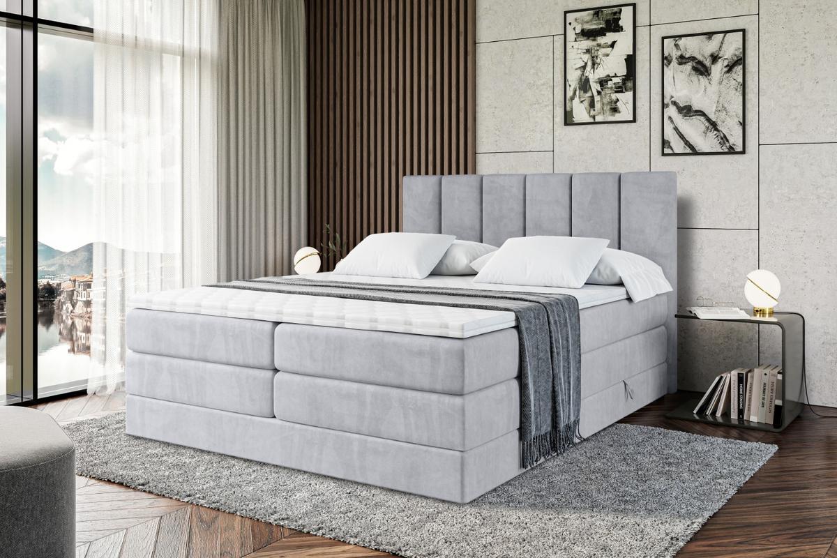 BOXSPRINGBETT BOXI1 KING - 140x200 - H3/H4 - Hellgrau - Hellgrau, Holzwerkstoff (140/200cm) - ALTDECOR