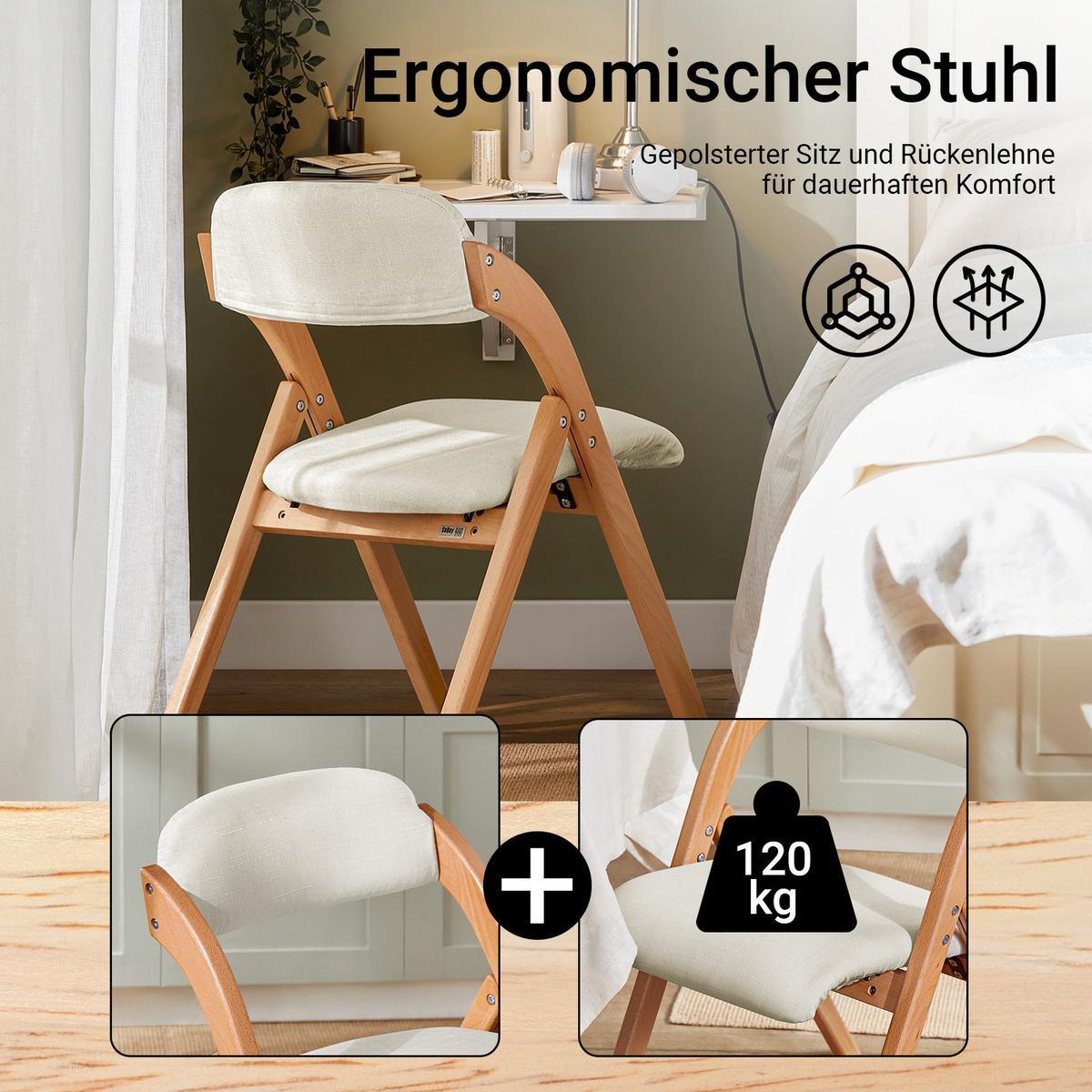 KLAPPSTÜHLEN 2 er set, Weiß - Weiß, Holz (47.5/77/59cm) - SoBuy