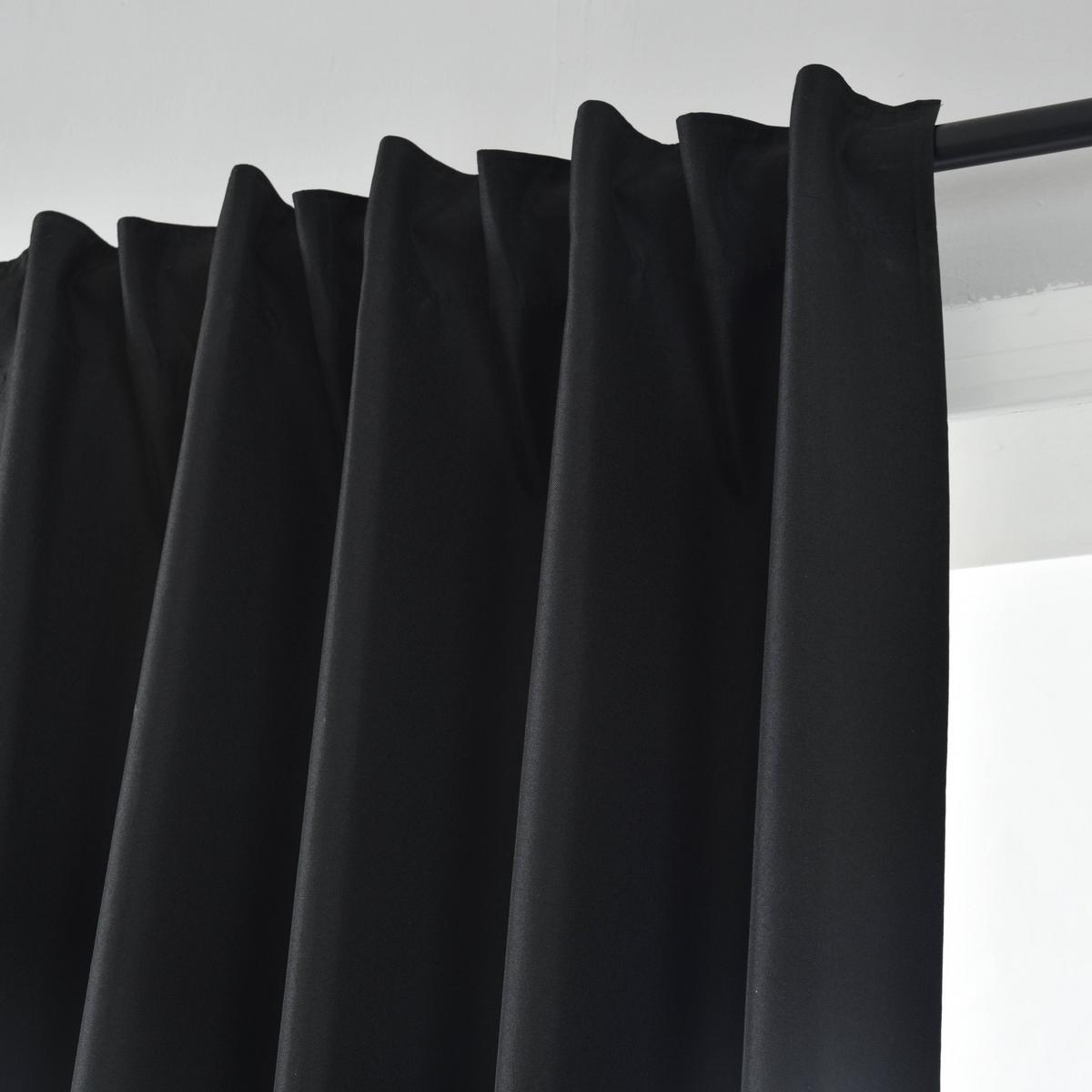 VORHANG 2ER SET BOSTON DARK HxB 175x140 cm Schwarz - Schwarz, Textil (140/175cm) - Gardinenbox