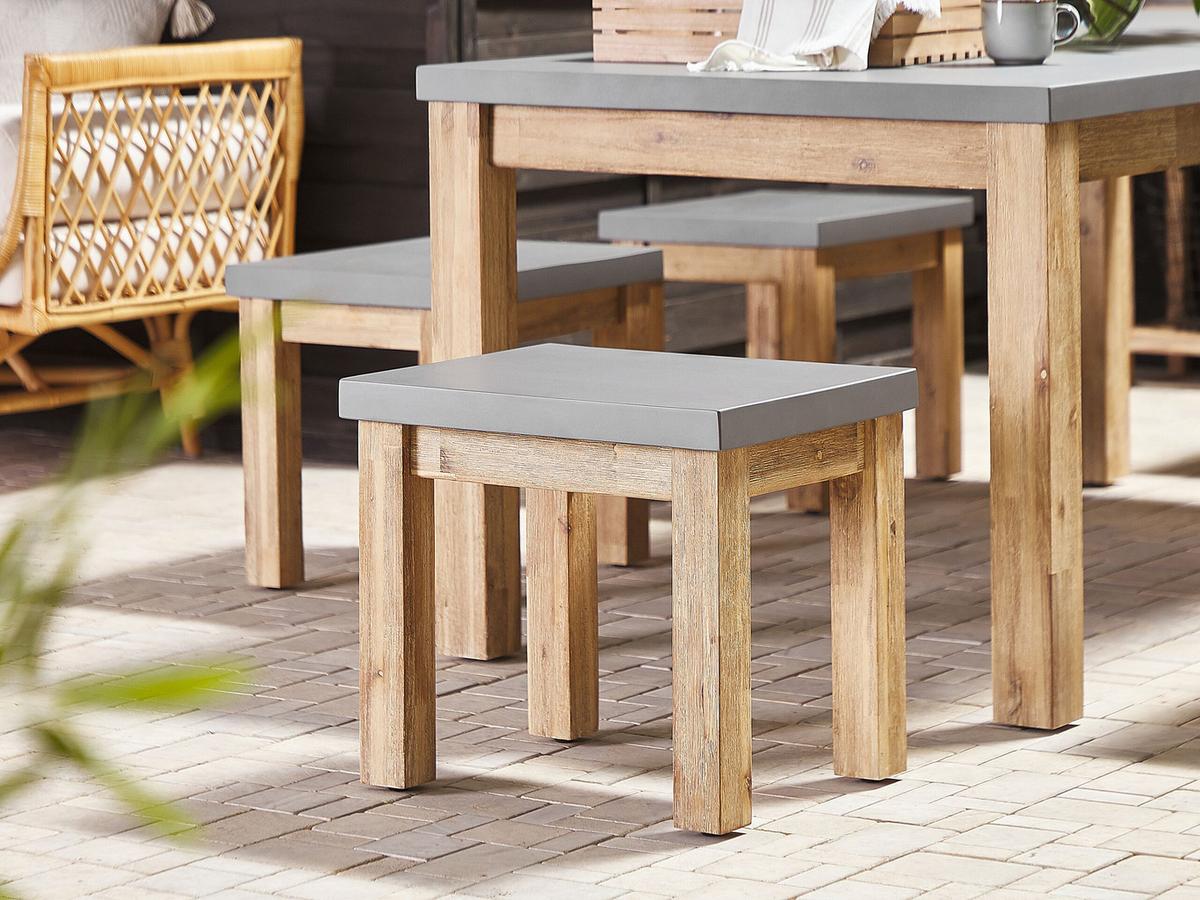 GARTENSTUHL Akazienholz grau Ostuni - Grau, Stein (50/45/40cm) - Beliani