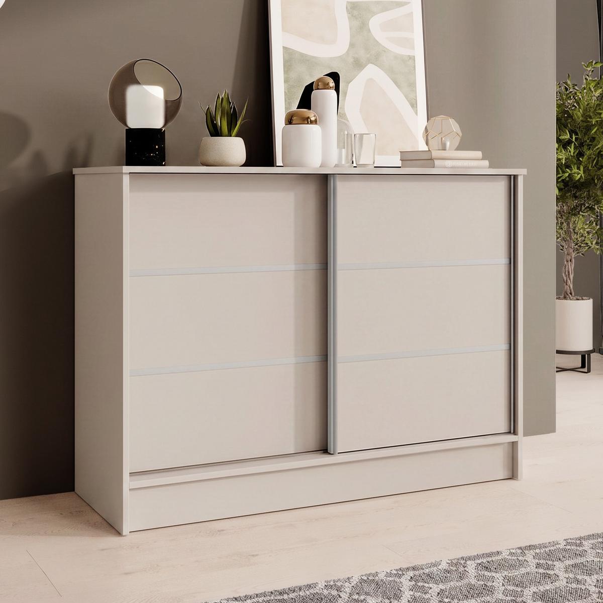 KOMMODE Mirela mit 2 Schiebetüren 100 cm, Kaschmir - Kaschmir, Holzwerkstoff (101/85/43.5cm) - Beautysofa