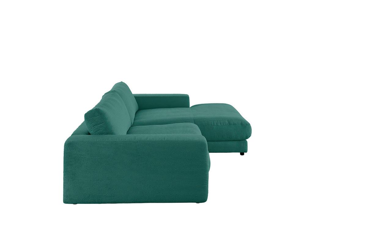 ECKSOFA MADELINE Smaragdgrün Cord - Smaragdgrün/Schwarz, Kunststoff/Textil (270/190cm) - KAWOLA