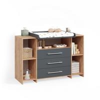 WICKELKOMMODE Torino Anthrazit/Sonoma XL mit Schubladen - Anthrazit/Sonoma Eiche, Holzwerkstoff (143/100/70cm) - Livinity®