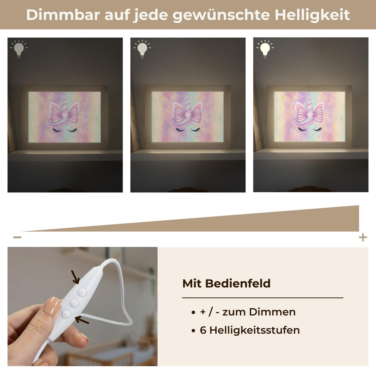 NACHTTISCHLAMPE Einhorn - Glitzer - Regenbogen - Pastell 20x15 cm - Hellrosa, Holzwerkstoff (8/20/15cm) - OnlyWow