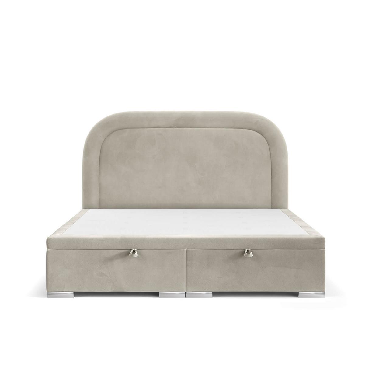 POLSTERBETT Harmony mit Stauraum 120/200 cm Hellbeige im Uttario Stoff - Chromfarben/Beige, Holz/Holzwerkstoff (120/200cm) - AltaBeds