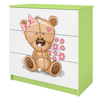 KOMMODE Babydreams Teddybär Blumen 81/81/41 - Grün, Holzwerkstoff (81/81/41cm) - RAUMHIRSCH FURNITURE