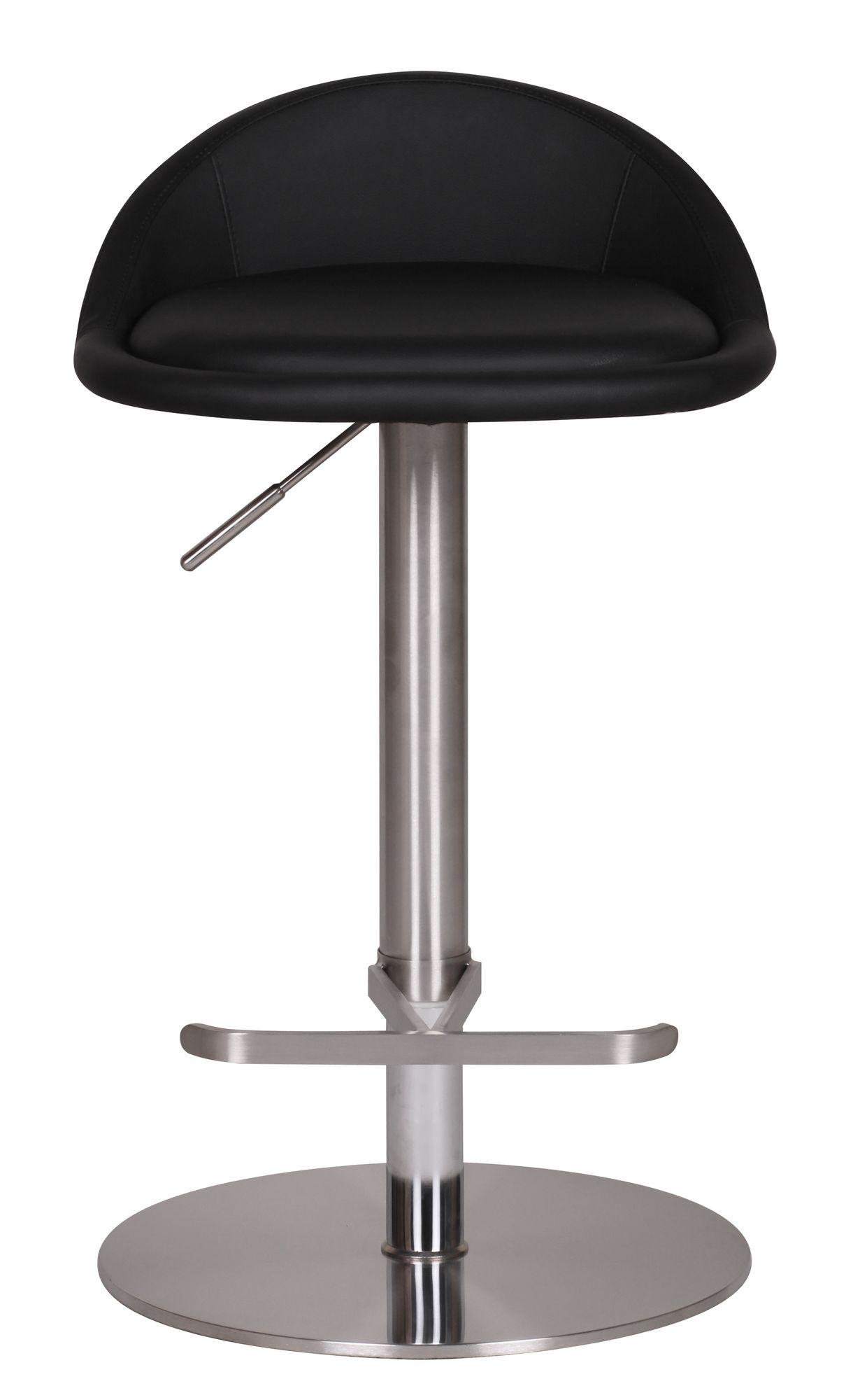 BARHOCKER Edelstahl Höhenverstellbar Rückenlehne Drehbar, Schwarz 43x43x90 cm - Silberfarben/Schwarz, Kunststoff/Textil (43/90/43cm) - KADIMA DESIGN