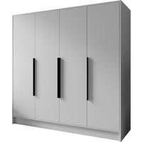 KLEIDERSCHRANK Mono Bis im Skandi-Stil, Drehtüren mit Schwarze Metallgriffe, Weiß 200/200/51 cm - Schwarz/Weiß, Holzwerkstoff (200/200/51cm) - WFL GROUP