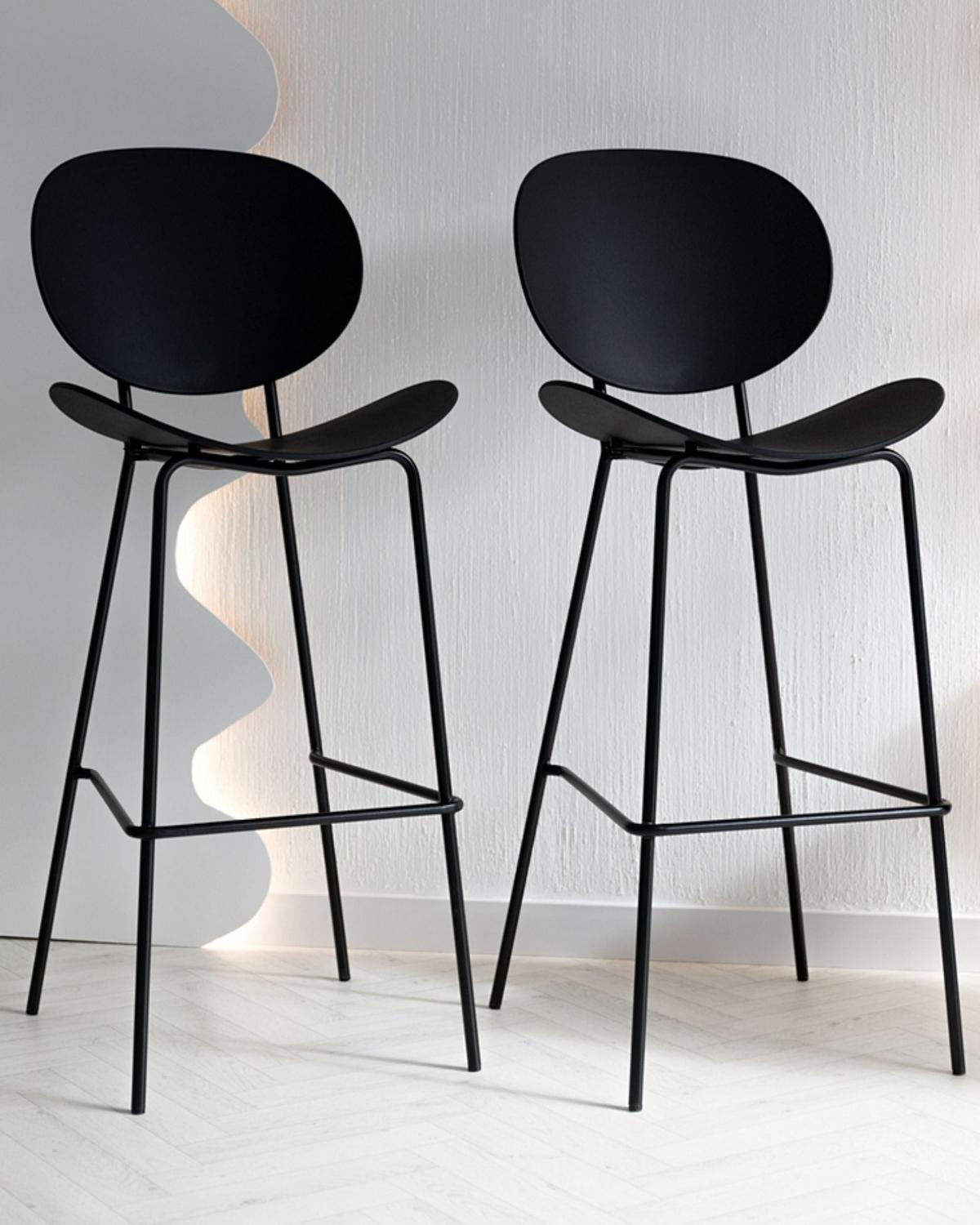 BARSTUHL 2er-Set Kunststoff schwarz Shonto - Schwarz, Kunststoff (52/116/48cm) - Beliani