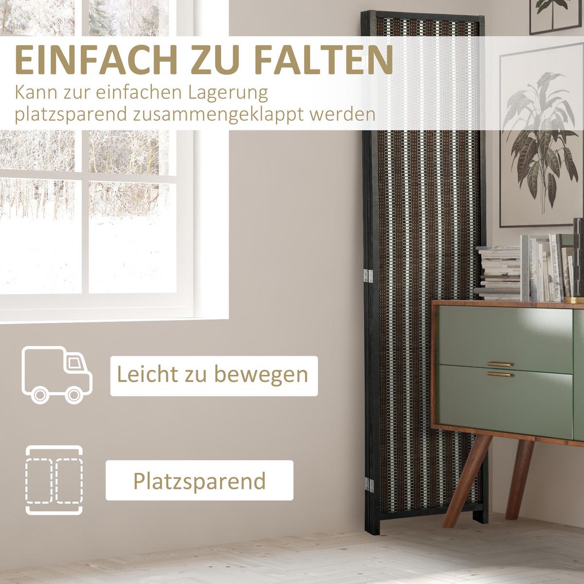 PARAVENT 4-teilig 180 x 180 cm, Braun - Braun, Holzwerkstoff (1.9/180/1.9cm) - HOMCOM
