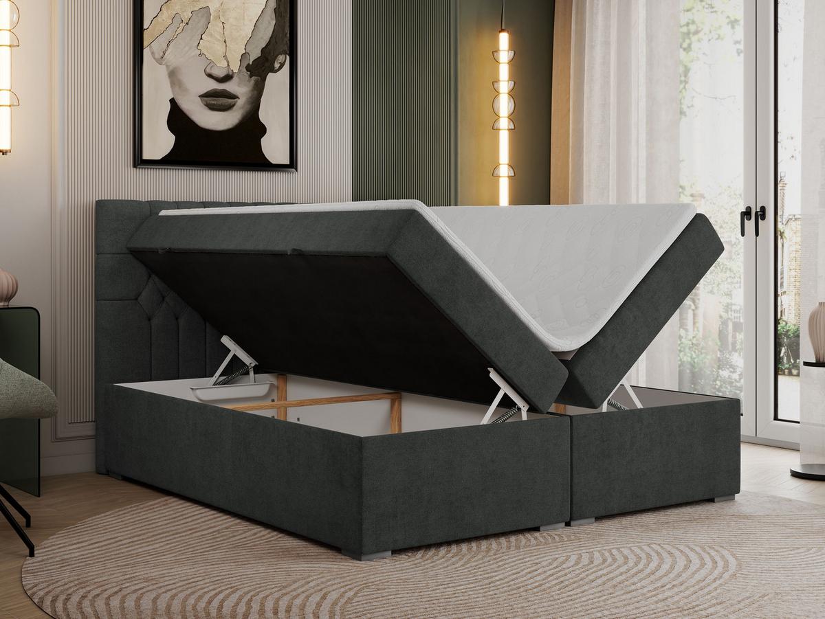 BOXBETT PERA 200/200 Dunkelgrau Struktur - H3 - Dunkelgrau, Holz/Textil (200/200cm) - MKS