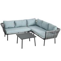 GARTENMÖBEL Set, Aluminium, Grau+Blau - Grau, Metall - Outsunny