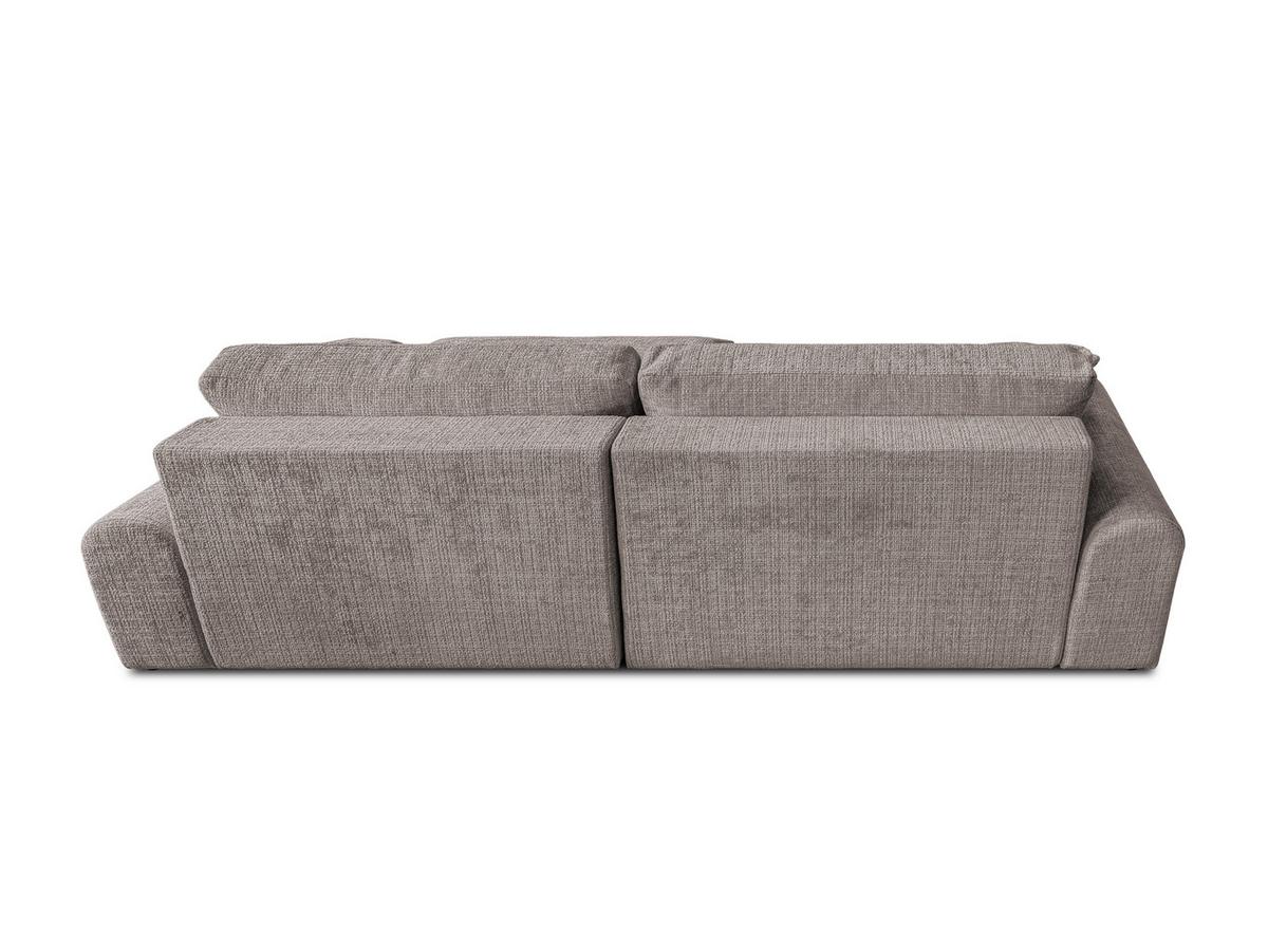 ECKSOFA Melvano mit Schlaffunktion und Bettkasten im Japandi-Stil aus weichem Taupe Chenille-Stoff - Taupe/Schwarz, Holz/Kunststoff (240/145cm) - S-Style
