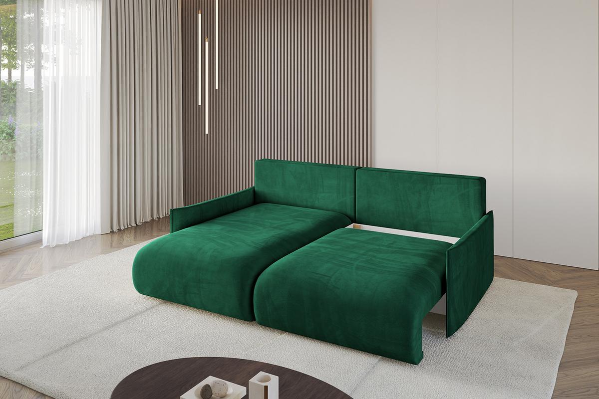 ECKSOFA Ottomane links ONESK-L -v1 216x177x72 Dunkelgrün Velours - Dunkelgrün, Holzwerkstoff/Kunststoff (216/177cm) - ALTDECOR