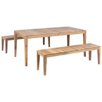 GARTENMÖBEL-SET mit Bänken 6-Sitzer Hellbraun zertifiziertes Akazienholz Chioggia - Hellbraun, Holz - Beliani