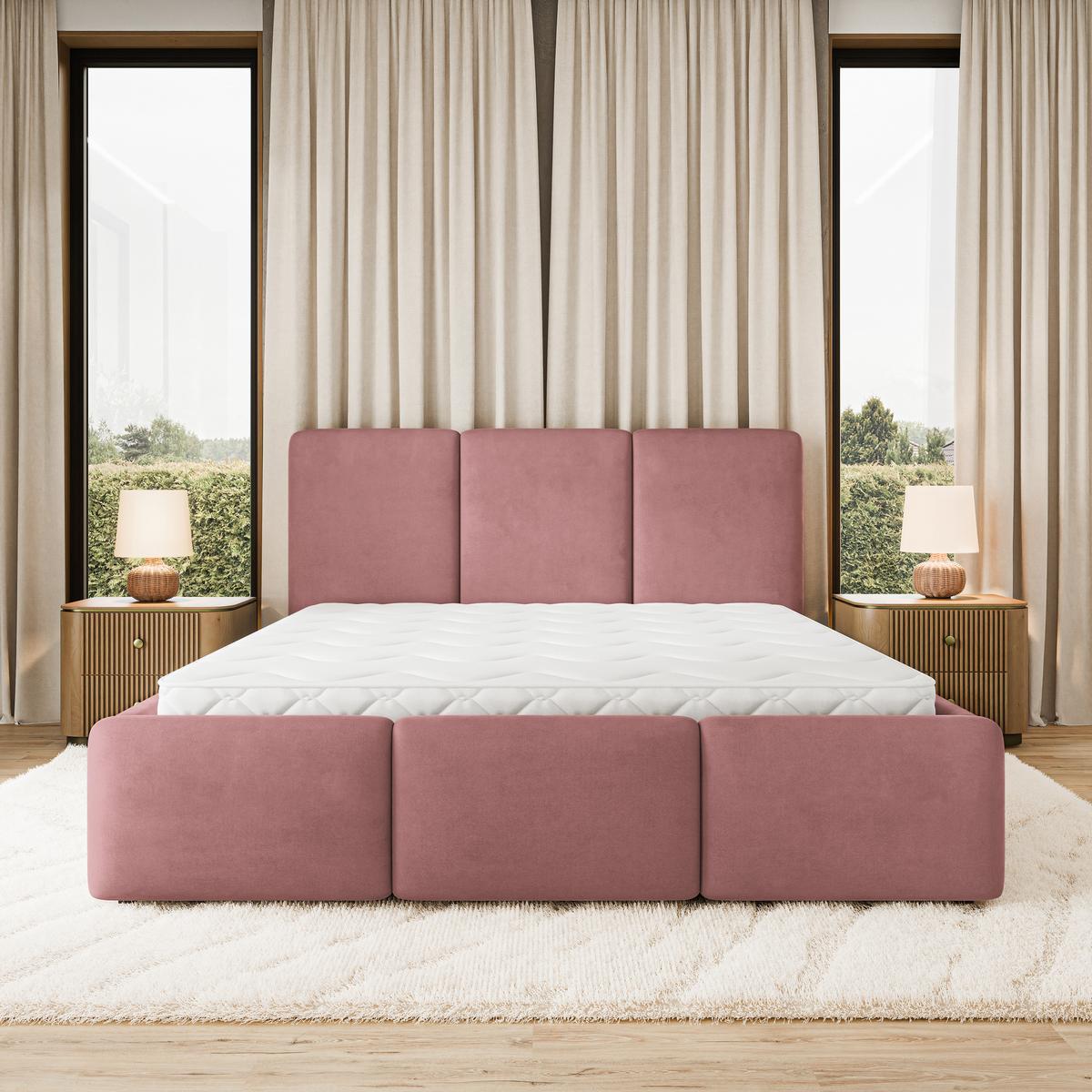POLSTERBETT MORENA MGV 180x200 cm mit Bettkästen - Rosa - Rosa, Holz (180/200cm) - MASSENO