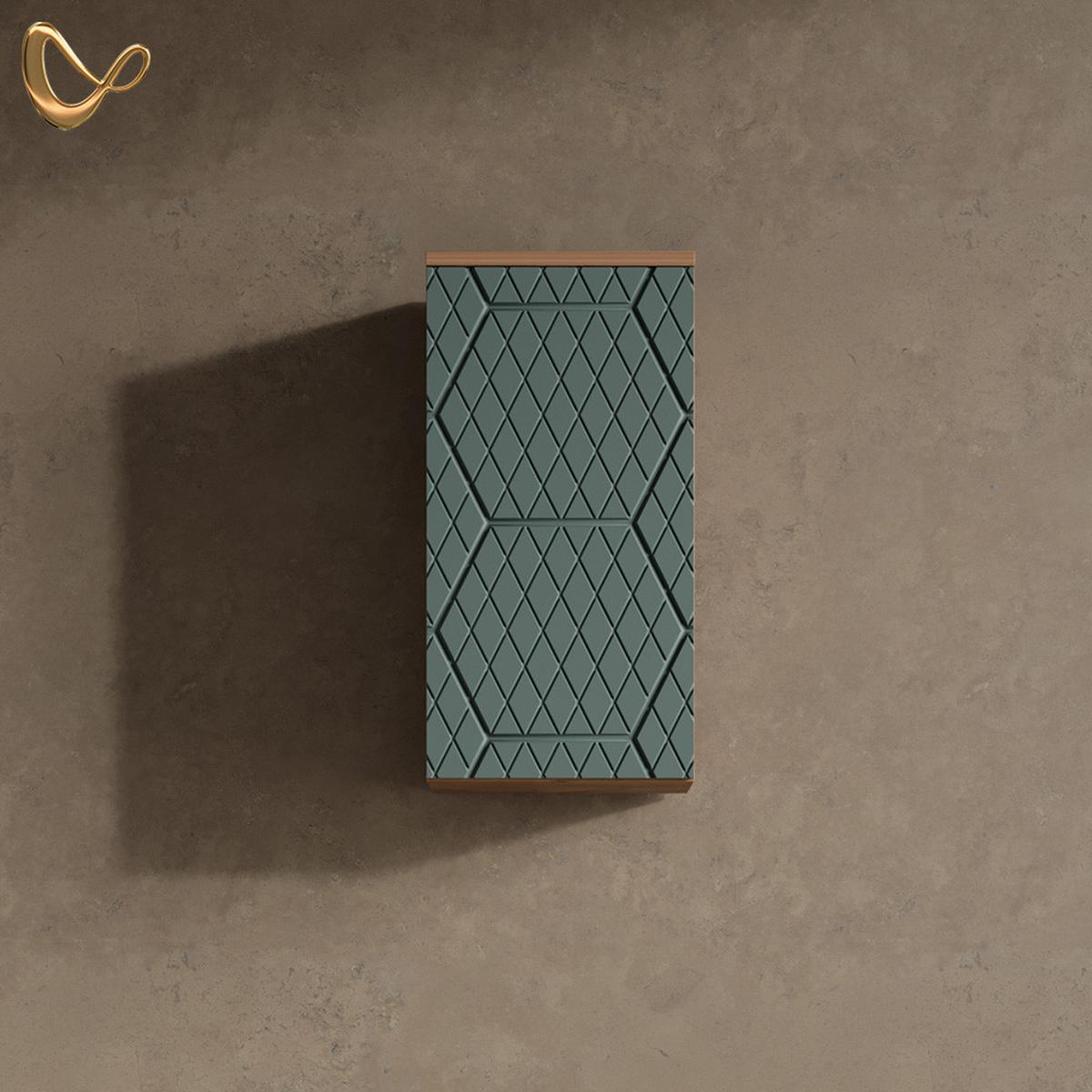 BADSCHRANK Ronco Grün/Goldkraft Eiche 30 x 59 cm 2 Fächer, Badezimmer - Honigeiche/Grün, Holzwerkstoff (30/59/24cm) - Livinity®