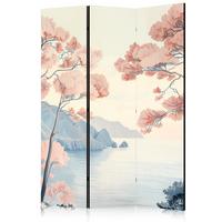 PARAVENT Akustik 3-tlg 135x172 cm Ozeanklippen Landschaft im Boho - Multicolor, Holz/Textil (135/172/3cm) - Muralo