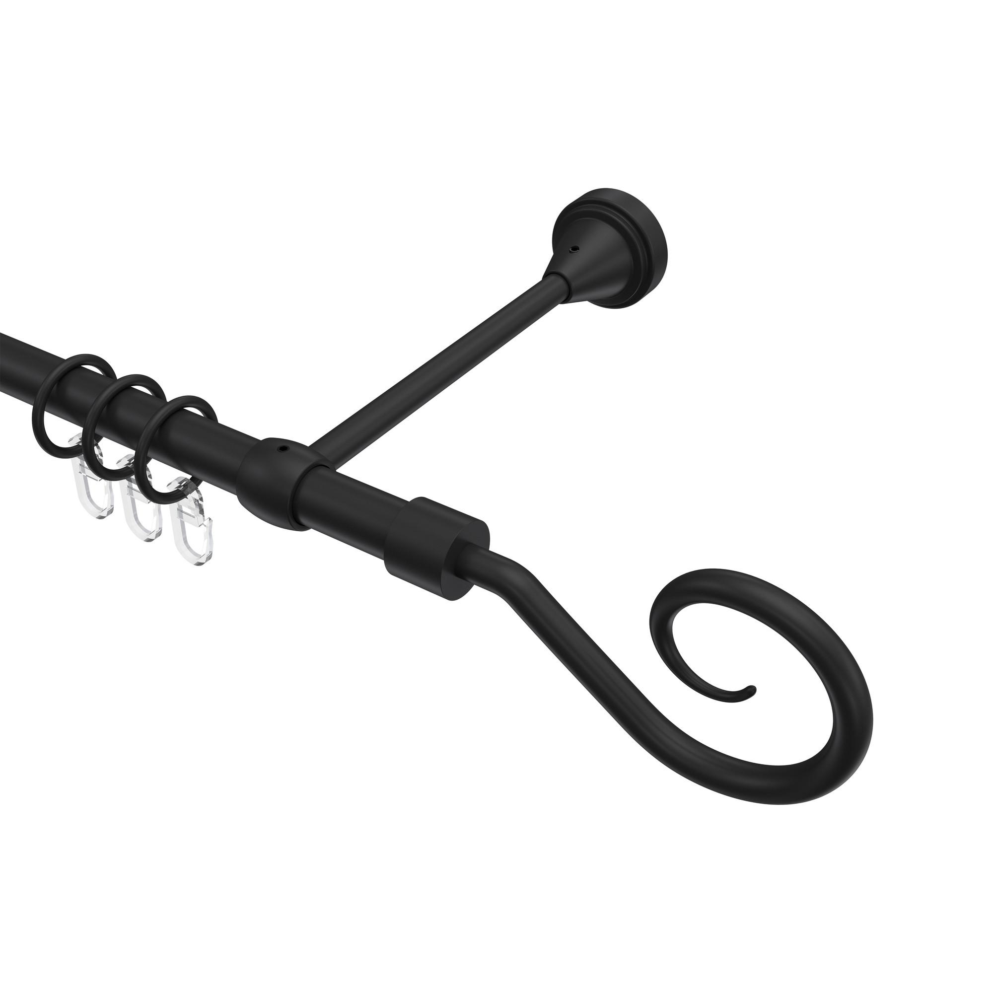 GARDINENSTANGE Primus Allegra 420 cm (geteilt in 3 x 140 cm), 1-läufig, 16 mm Ø Schwarz - Schwarz, Metall (420cm) - INTERDECO