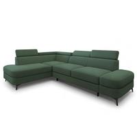 ECKSOFA AVISE Q L-S Grün Boucle-Stoff mit Schlaffunktion - Grün, Holzwerkstoff/Textil (268/195cm) - MASSENO