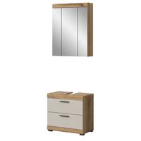 BADMÖBEL-SET Sand Kashmir, Evoke Eiche Badkombination 2-teilig 60 cm mit Schubladen - Kaschmir/Eichefarben, Glas/Holzwerkstoff (60/191/37cm) - Inn.Furn