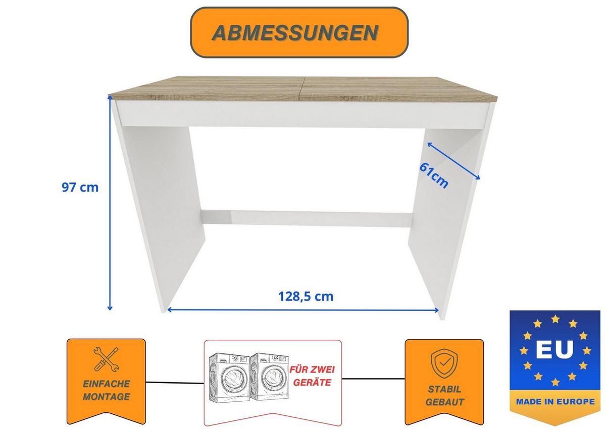 WASCHMASCHINENSCHRANK für Waschmaschine & Wäschetrockner Beige 129/97/61 - Sonoma Eiche, Holzwerkstoff (129/97/61cm) - RAUMHIRSCH FURNITURE